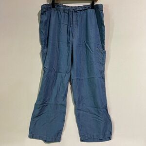 Zac & Rachel Blue Pull On Wide Leg Stretch Comfort Waist Casual Pants XL Coastal